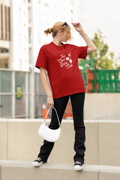 The Cool Girls Club Red Oversized Fit Unisex T-Shirt