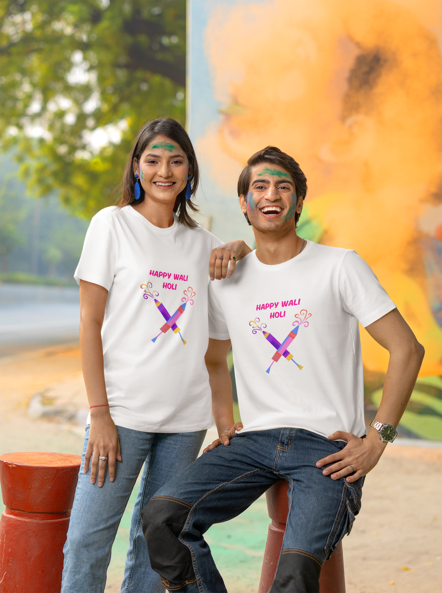 Happy Wali Holi White Regular T-shirt