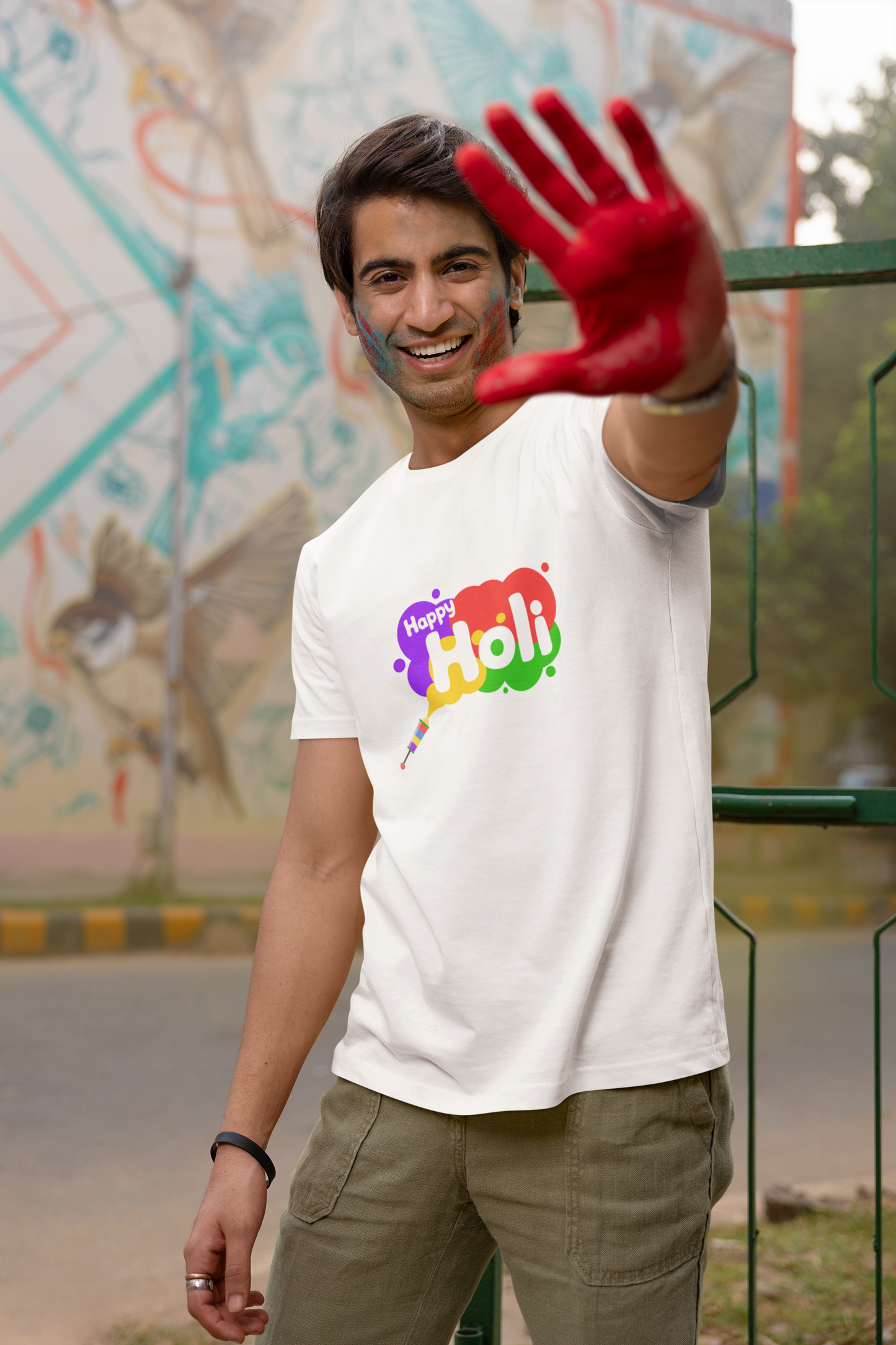 Happy Holi White Regular T-shirt