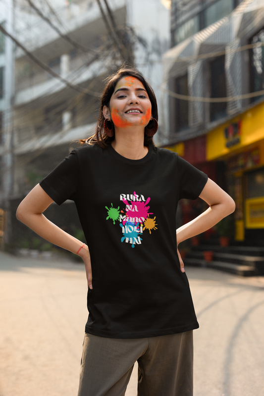 Bura Na Mano Holi Hai Black Regular T-shirt