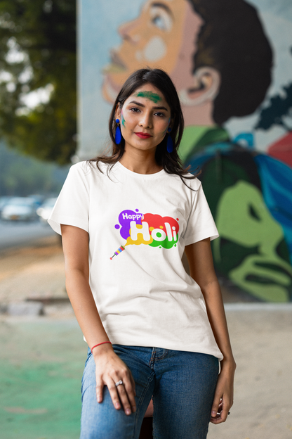 Happy Holi White Regular T-shirt