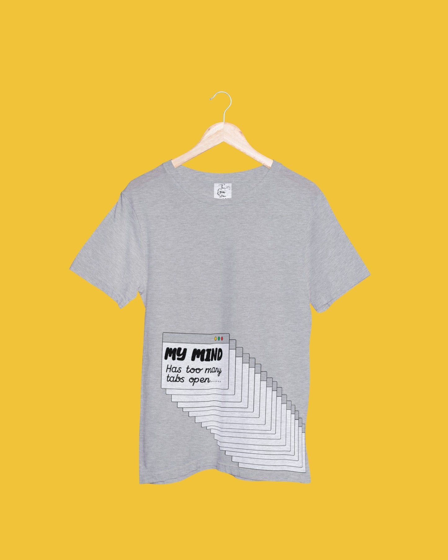 Mind Tab Grey Melange Oversized Fit Unisex T-Shirt