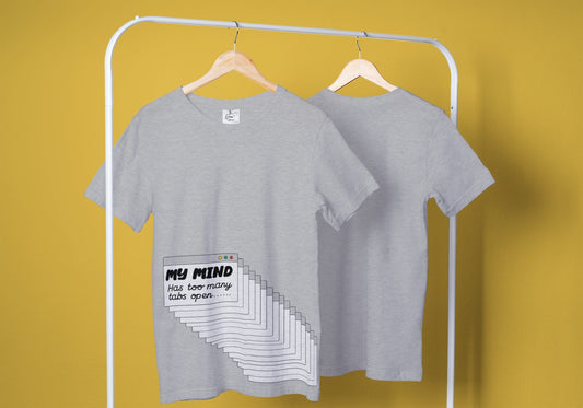 Mind Tab Grey Melange Oversized Fit Unisex T-Shirt