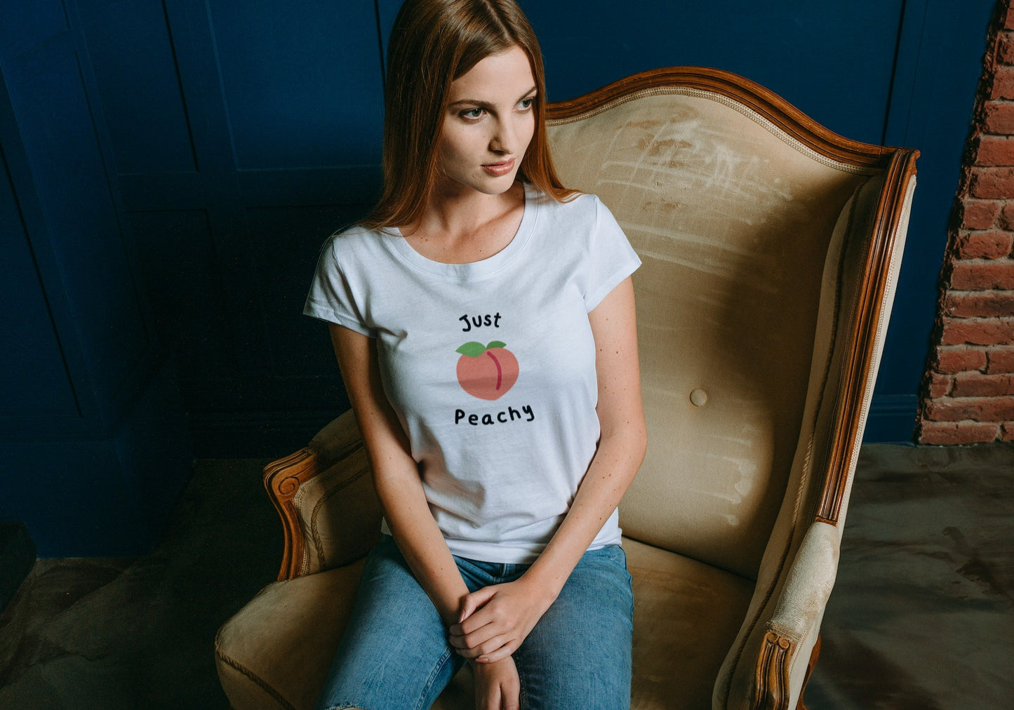 Just Peachy White Regular Fit Women’s T-Shirt