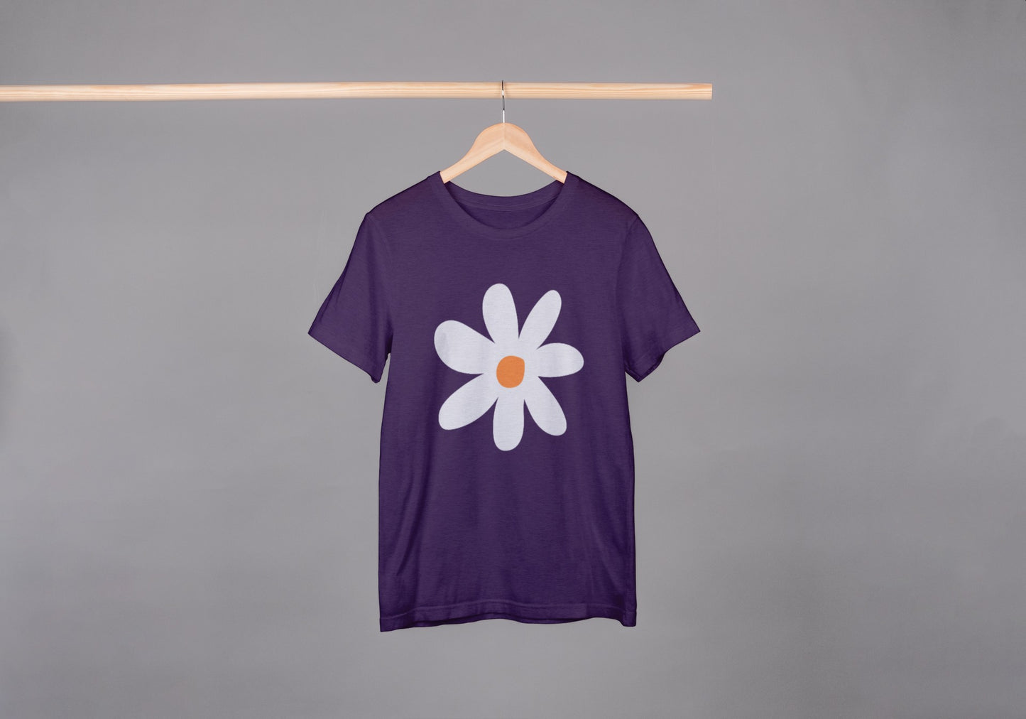 White Flower Purple Oversized T-Shirt