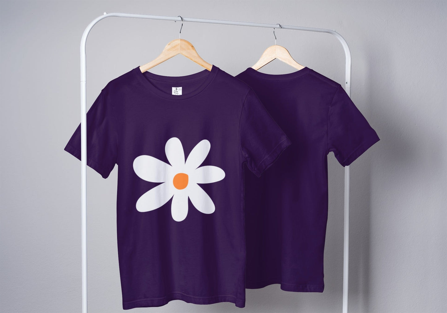 White Flower Purple Oversized T-Shirt