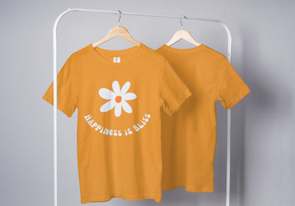 Happiness is Bliss Golden Yellow Oversized Fit Unisex T-Shirt