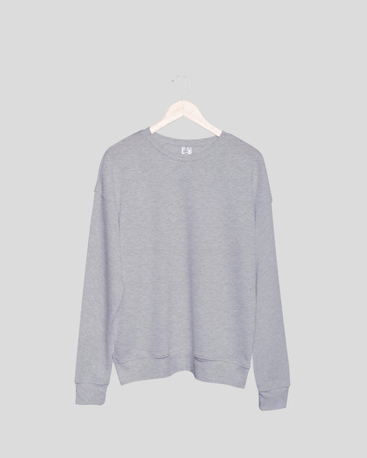 Grey Melange Solid Unisex Sweatshirt