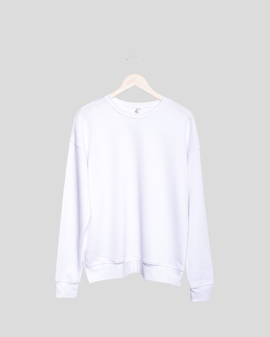 White Solid Unisex Sweatshirt