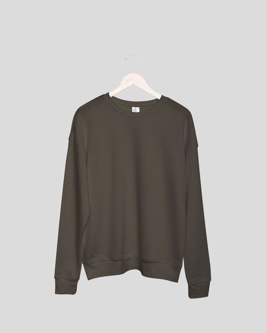 Olive Green Solid Unisex Sweatshirt