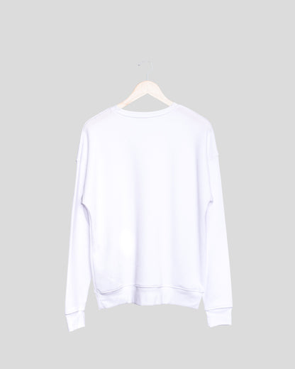 White Solid Unisex Sweatshirt