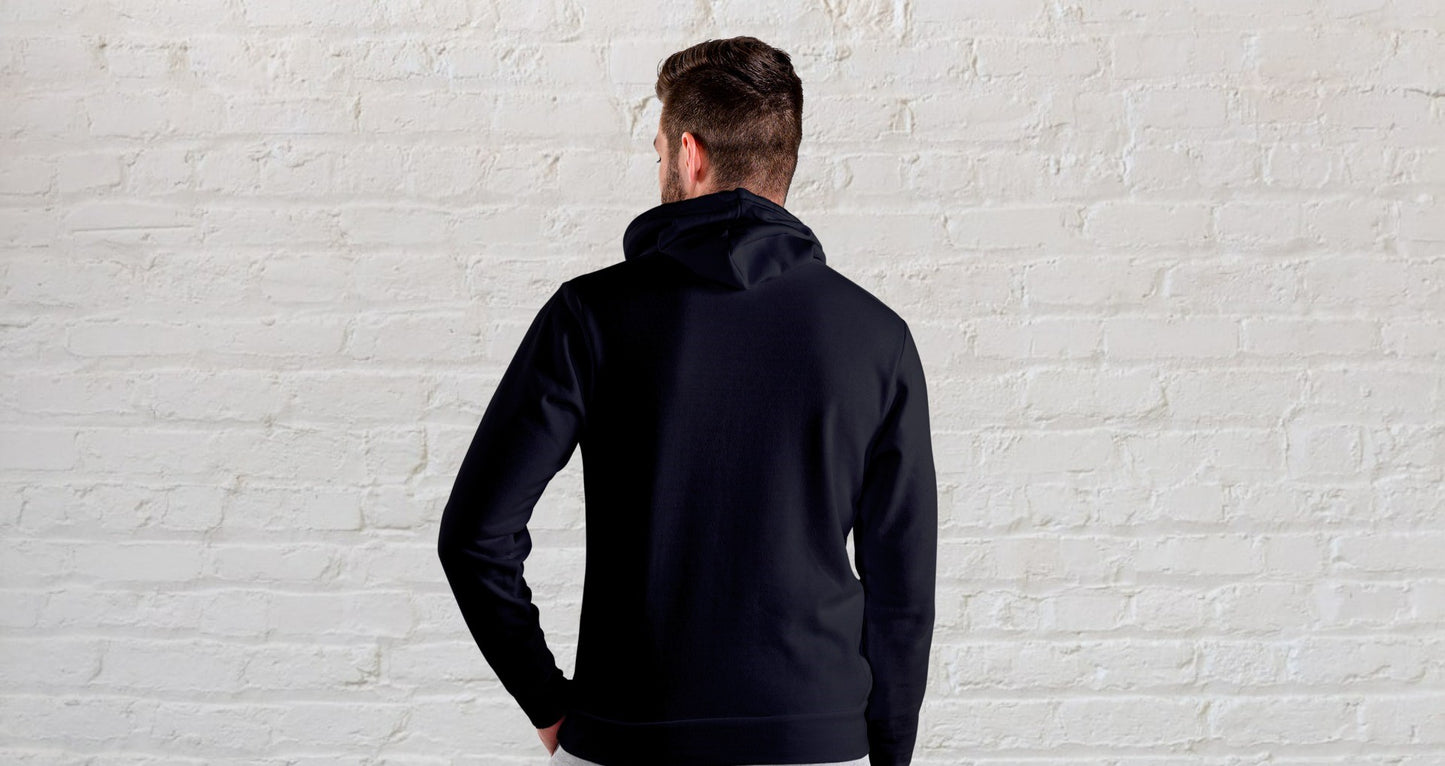 Black Solid Hooded Sweatshirt for Men