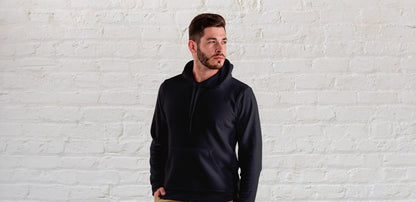 Black Solid Hooded Sweatshirt for Men