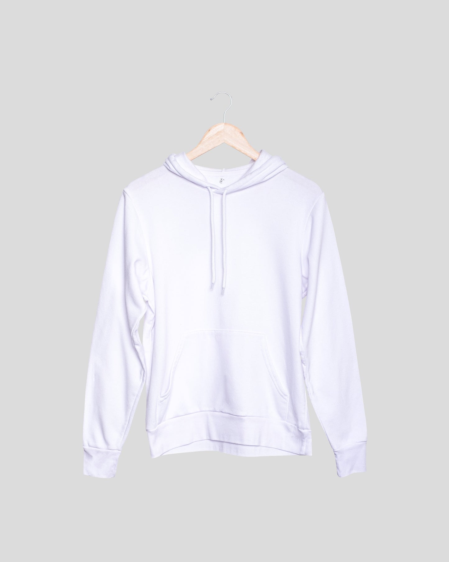 White Solid Unisex Hooded Sweatshirt