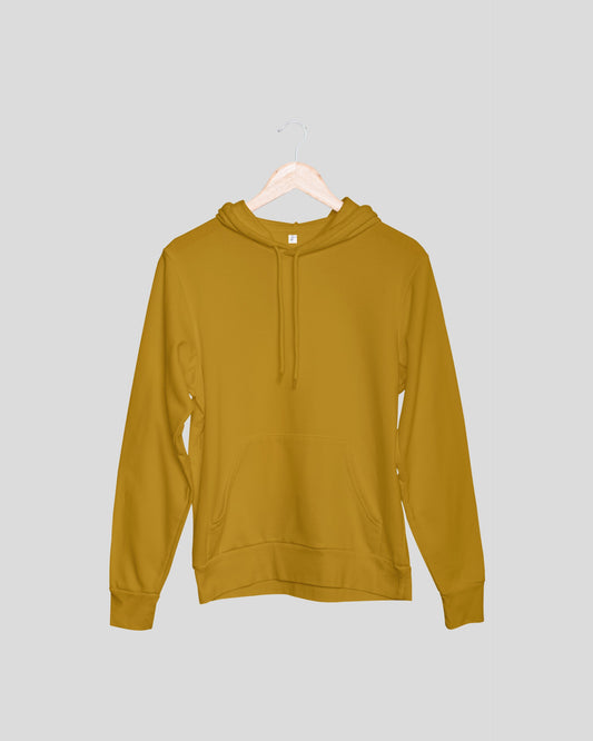 Mustard Yellow Solid Unisex Hooded Sweatshirt