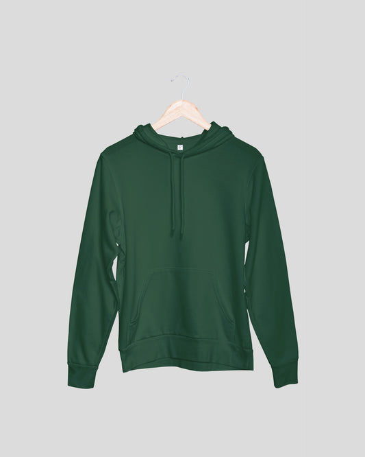 Bottle Green Solid Unisex Hooded Sweatshirt