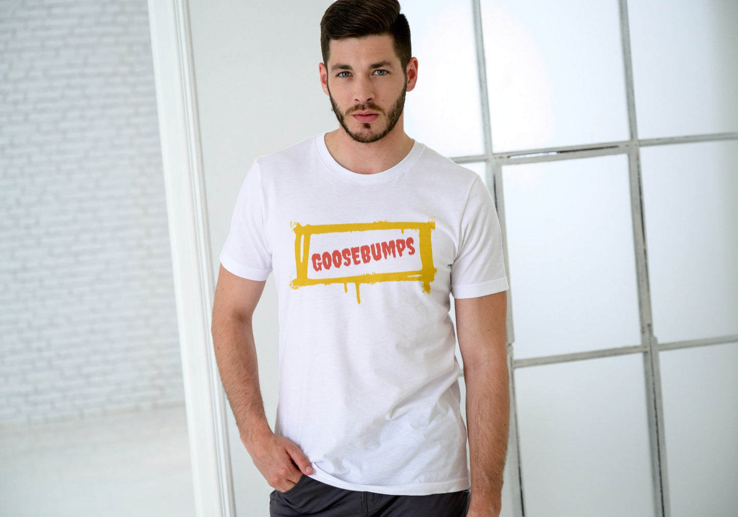 Goosebumps White Regular Fit Men’s T-Shirt