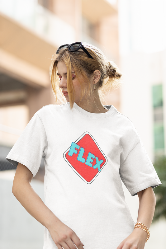 Flex White Oversized Fit Unisex T-Shirt