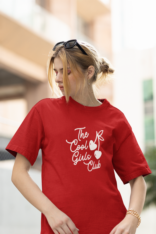The Cool Girls Club Red Oversized Fit Unisex T-Shirt
