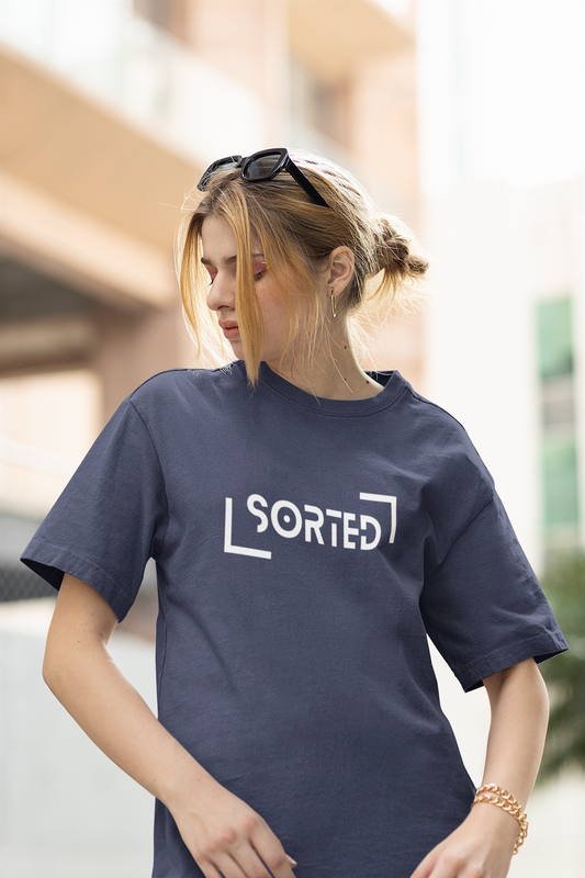 Sorted Navy Blue Oversized Fit Unisex T-Shirt