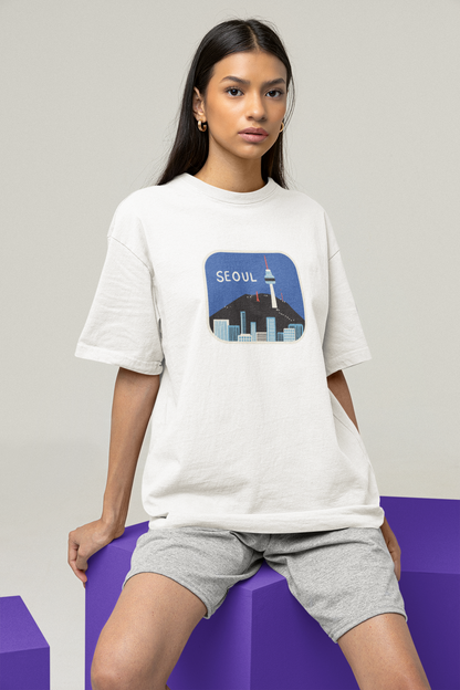 Seoul White Oversized Fit Unisex T-Shirt