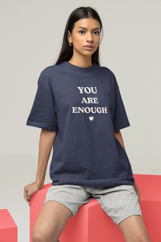 You Are Enough Navy Blue Oversized Fit Unisex T-Shirt