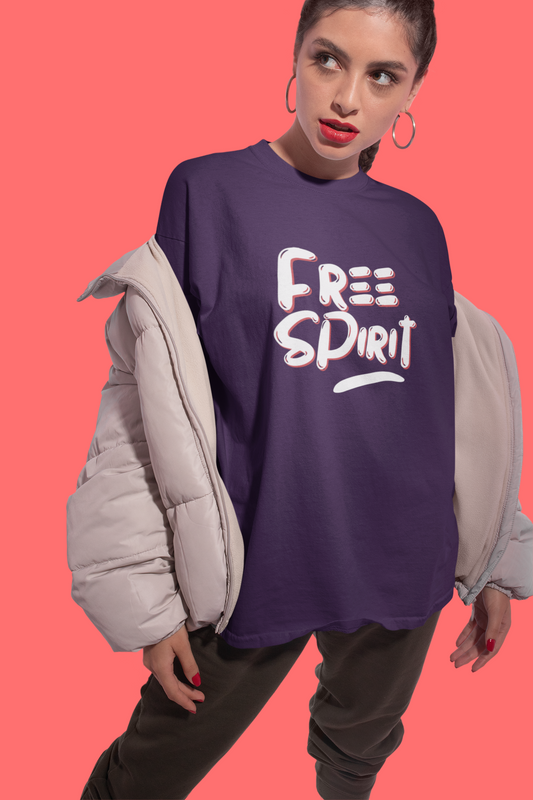 Free Spirit Purple Oversized Fit Unisex T-Shirt