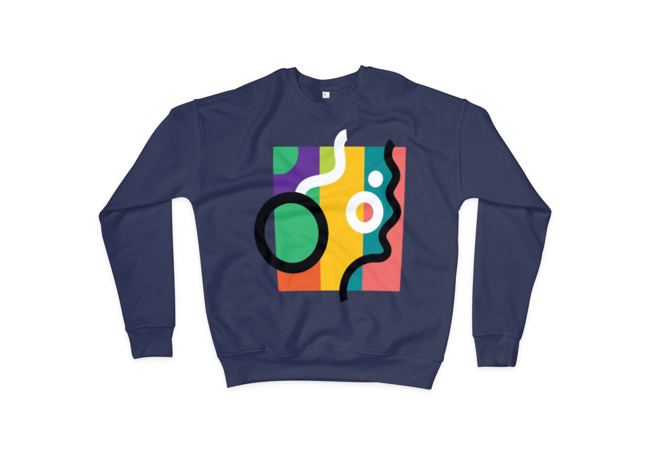 Abstract Colour Block Navy Blue Unisex Sweatshirt