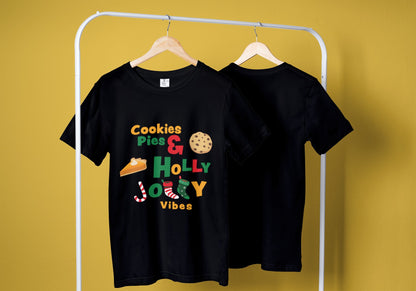 Holly Jolly Vibes Black Oversized T-Shirt