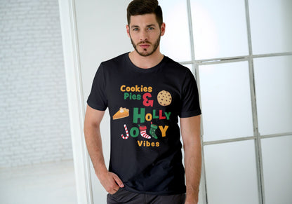 Holly Jolly Vibes Black Regular Fit Men’s T-Shirt