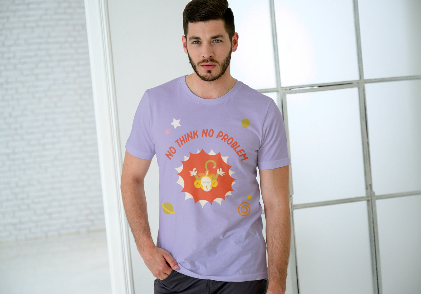 No Think, No Problem Lavender Regular Fit Men’s T-Shirt