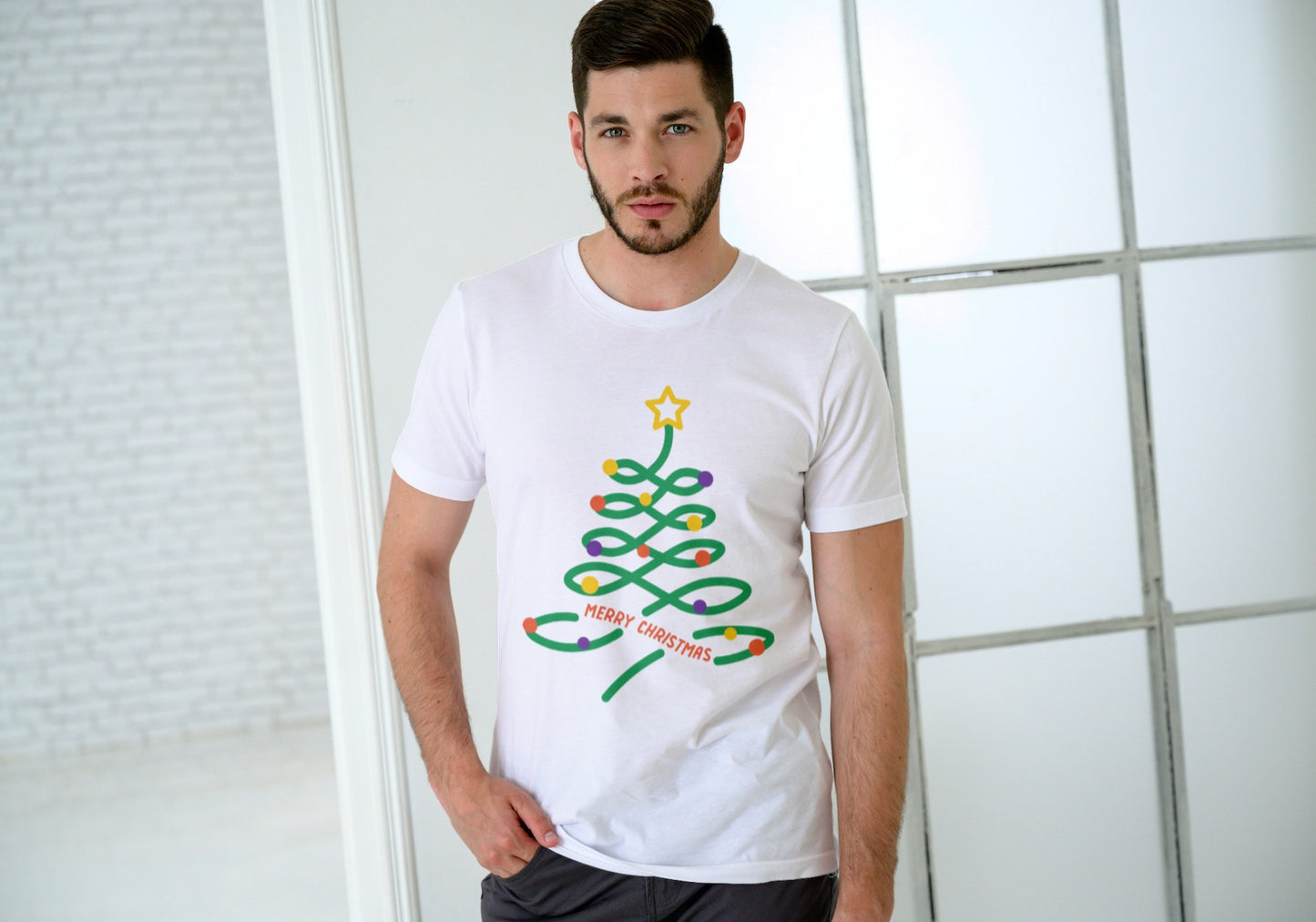 Christmas Tree White Regular Fit Men’s T-Shirt