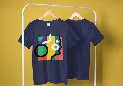 Abstract Colour Block Navy Blue Oversized T-Shirt