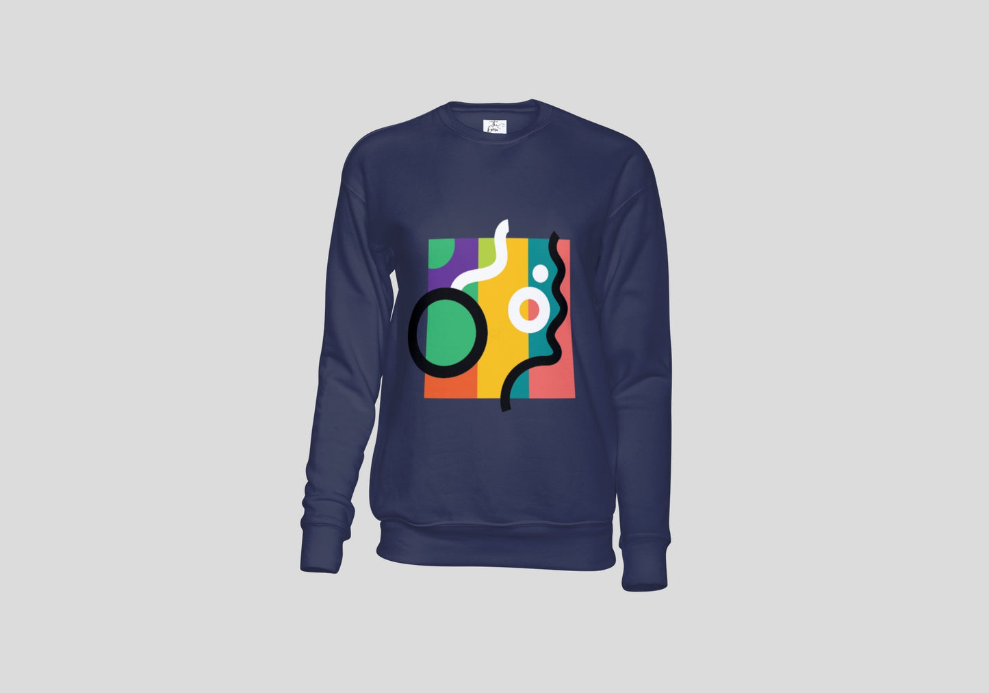 Abstract Colour Block Navy Blue Unisex Sweatshirt