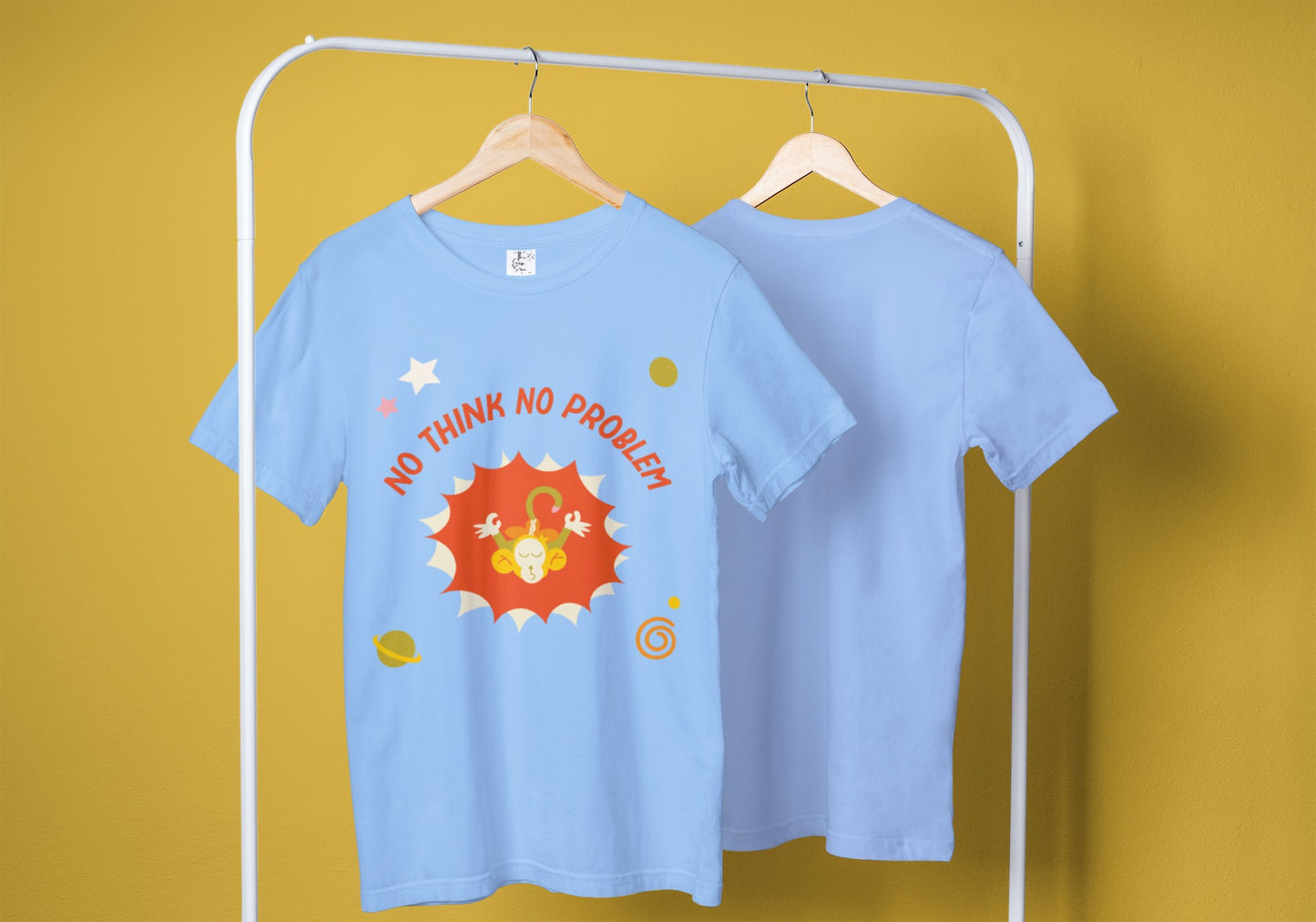 No Think, No Problem Baby Blue Oversized T-Shirt