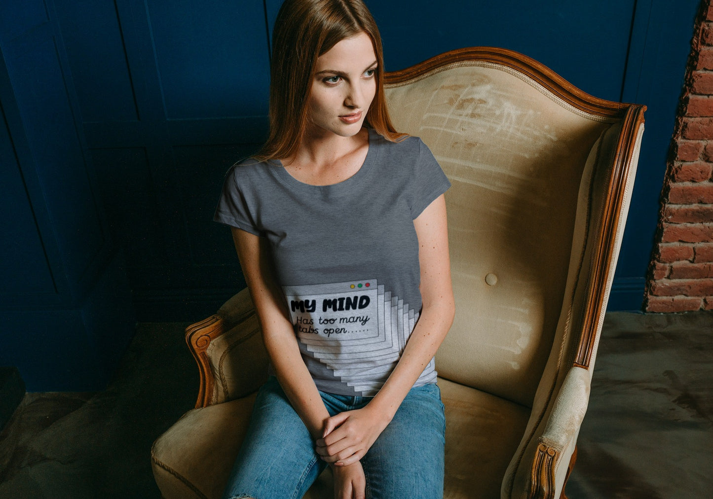 Mind Tab Grey Regular Fit Women’s T-Shirt