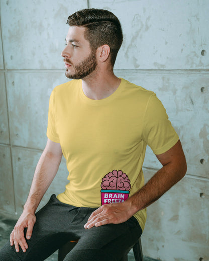 Brain Freeze Yellow Regular Fit Men’s T-Shirt