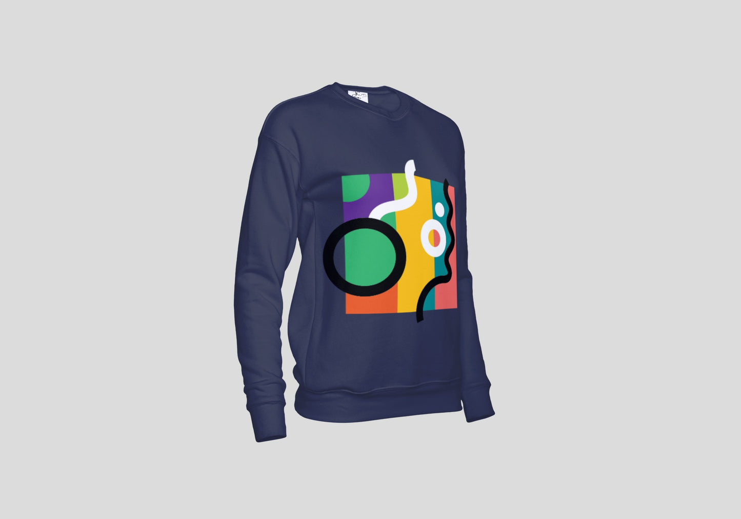 Abstract Colour Block Navy Blue Unisex Sweatshirt