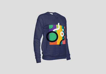 Abstract Colour Block Navy Blue Unisex Sweatshirt