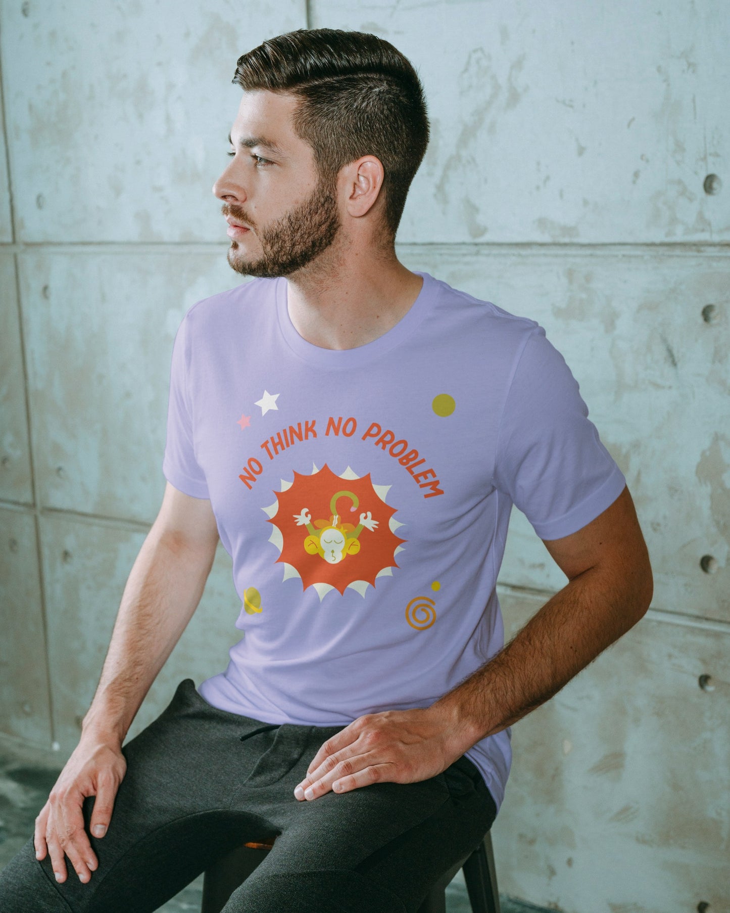 No Think, No Problem Lavender Regular Fit Men’s T-Shirt