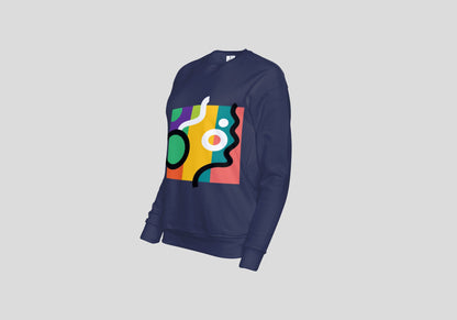 Abstract Colour Block Navy Blue Unisex Sweatshirt