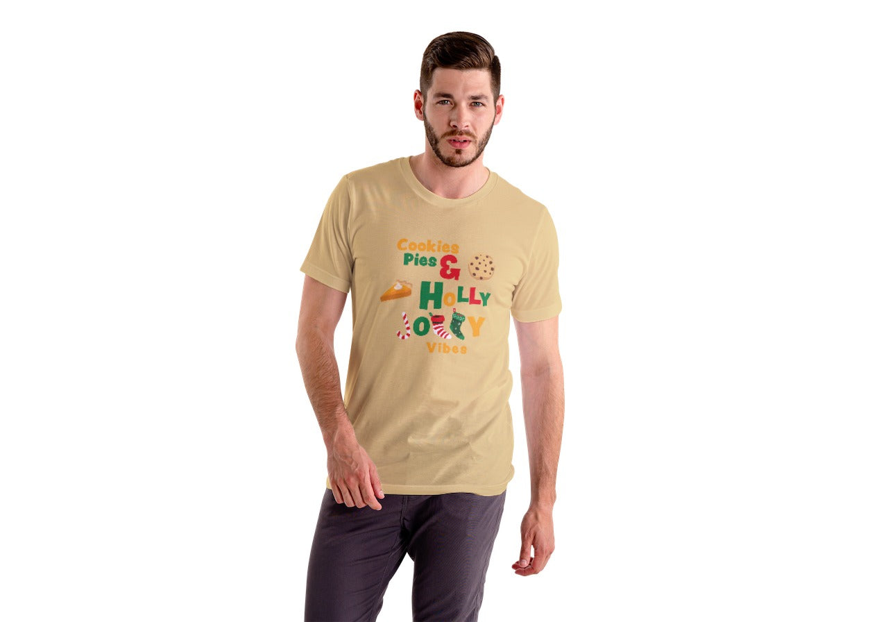 Holly Jolly Vibes Beige Regular Fit Men’s T-Shirt