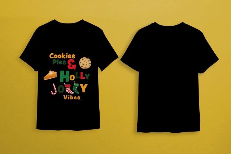 Holly Jolly Vibes Black Regular Fit Women’s T-Shirt