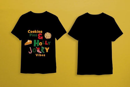 Holly Jolly Vibes Black Regular Fit Women’s T-Shirt