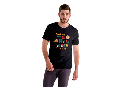 Holly Jolly Vibes Black Regular Fit Men’s T-Shirt